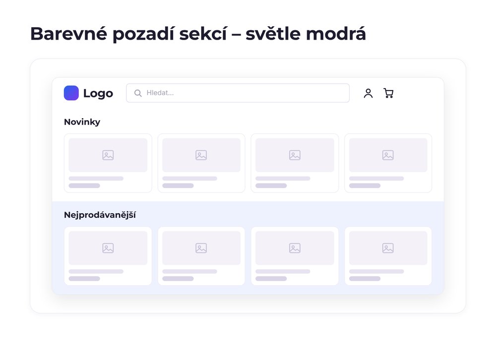 Barevné pozadí sekcí – varianta světle modrá