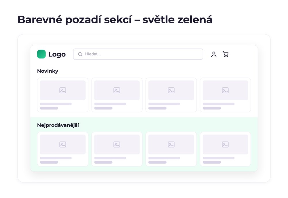 Barevné pozadí sekcí – varianta světle zelená