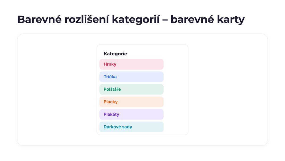 Barevné rozlišení kategorií – varianta barevné karty