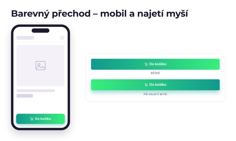 Tlačítko s barevným přechodem na mobilu a efekt při najetí myší