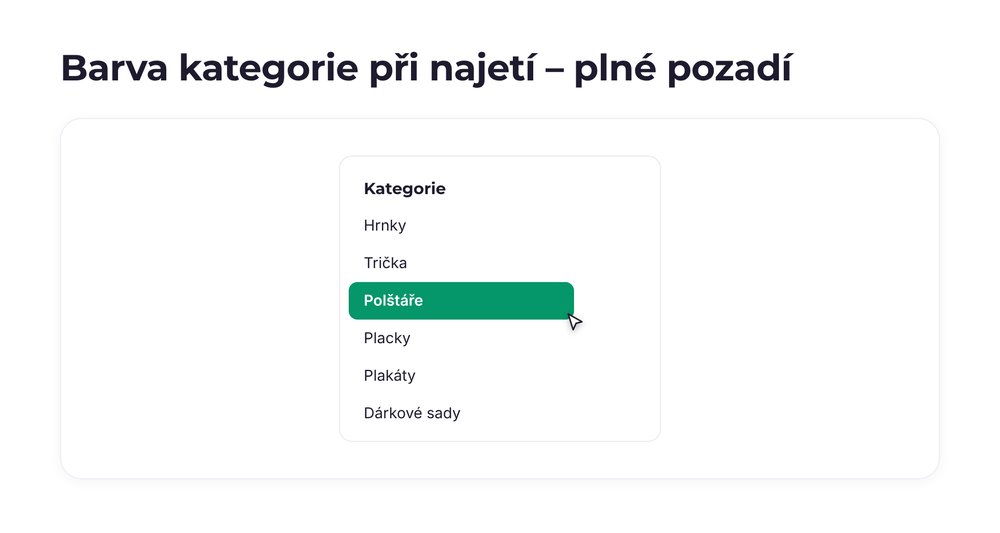 Barva kategorie při najetí – varianta plné pozadí