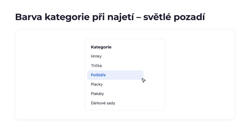 Barva kategorie při najetí – varianta světlé pozadí