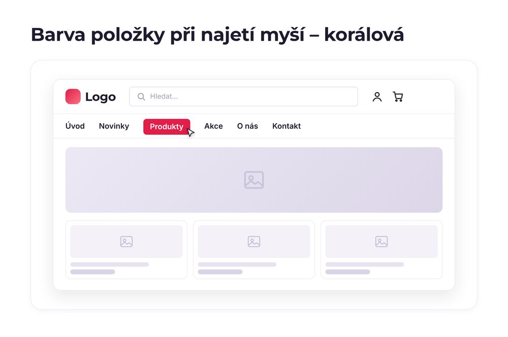 Barva položky při najetí myší – varianta korálová