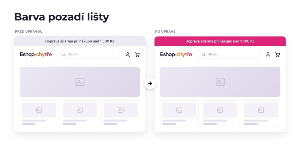 Barva pozadí lišty – e-shop před a po úpravě, možná je jakákoli varianta