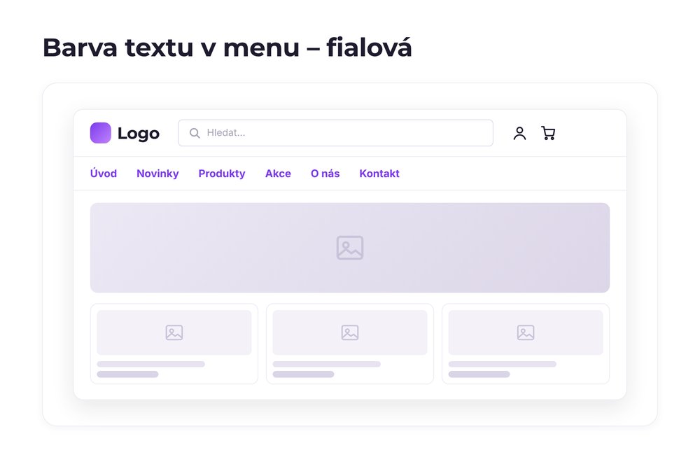 Barva textu v menu – varianta fialová