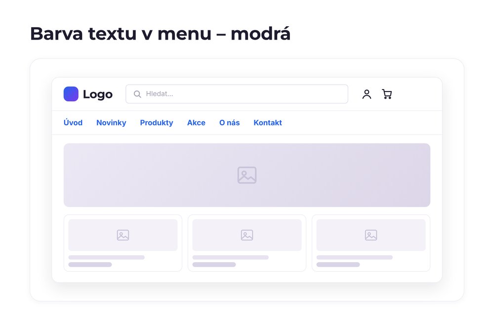 Barva textu v menu – varianta modrá