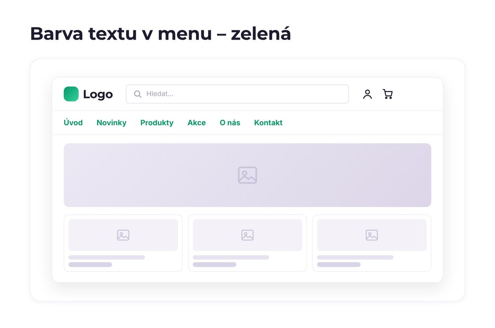 Barva textu v menu – varianta zelená