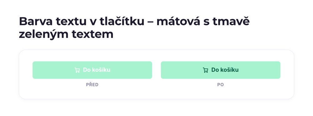 Barva textu v tlačítku – varianta mátová s tmavě zeleným textem