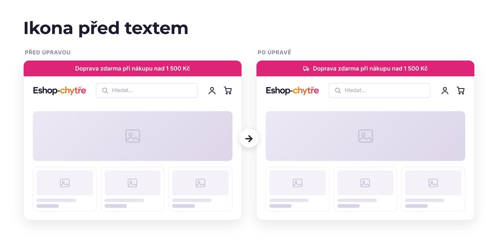 Ikona před textem – e-shop před a po úpravě, možná je jakákoli varianta
