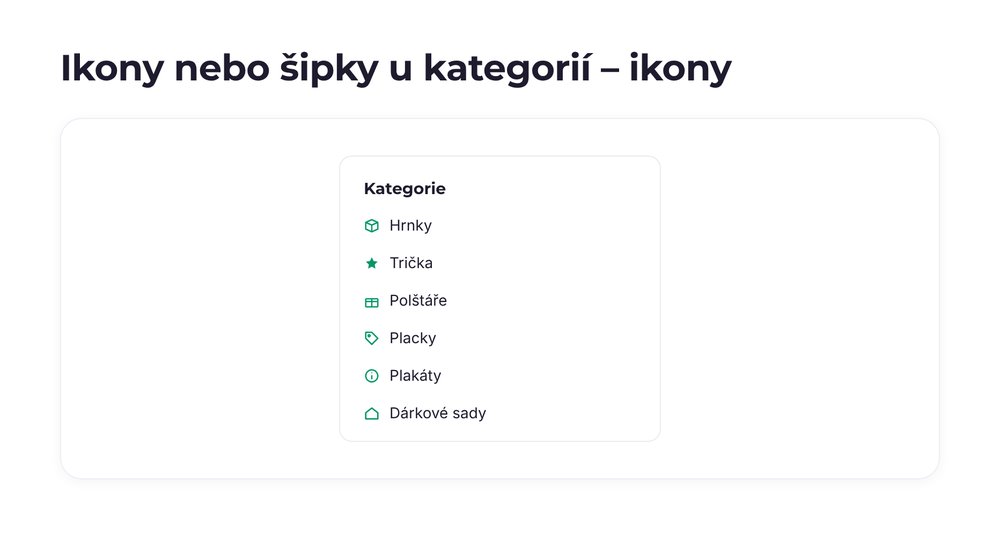 Ikony nebo šipky u kategorií – varianta ikony