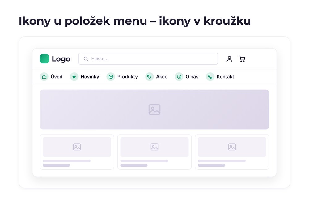 Ikony u položek menu – varianta ikony v kroužku