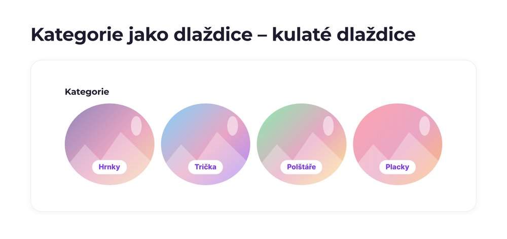 Kategorie jako dlaždice – varianta kulaté dlaždice