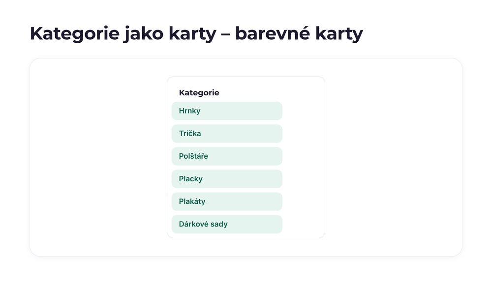 Kategorie jako karty – varianta barevné karty