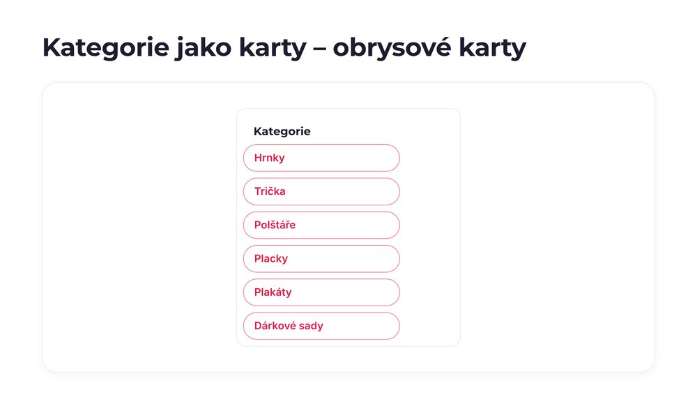 Kategorie jako karty – varianta obrysové karty