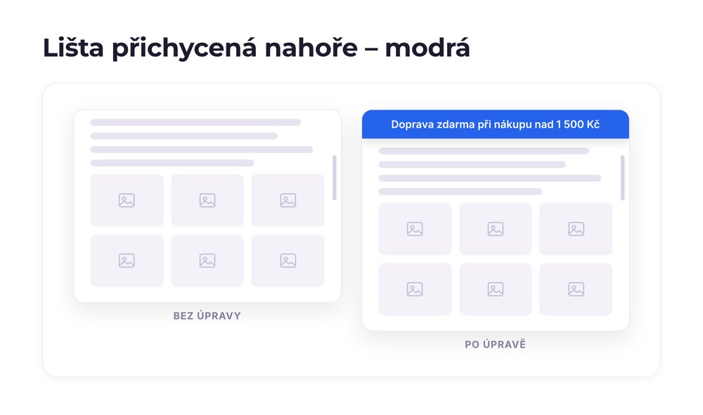 Lišta přichycená nahoře – varianta modrá