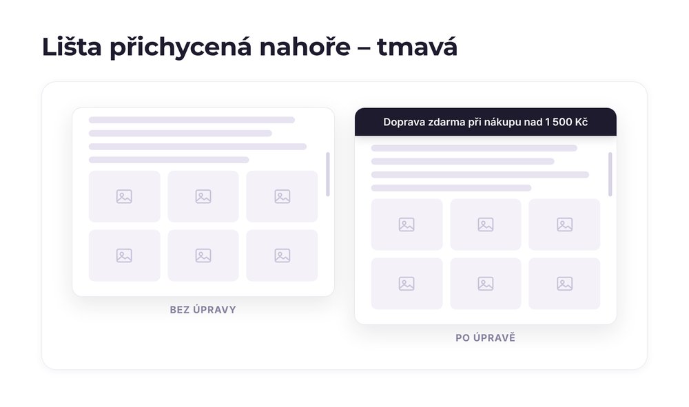 Lišta přichycená nahoře – varianta tmavá
