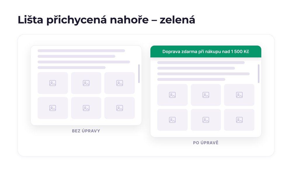 Lišta přichycená nahoře – varianta zelená