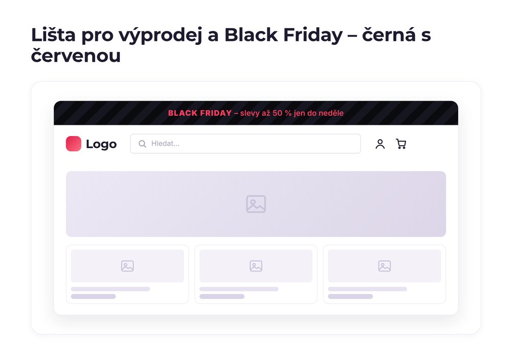 Lišta pro výprodej a Black Friday – varianta černá s červenou