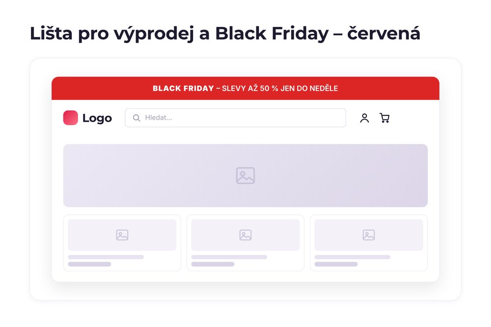 Lišta pro výprodej a Black Friday – varianta červená