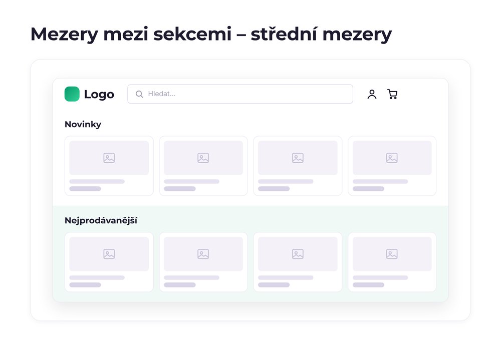 Mezery mezi sekcemi – varianta střední mezery