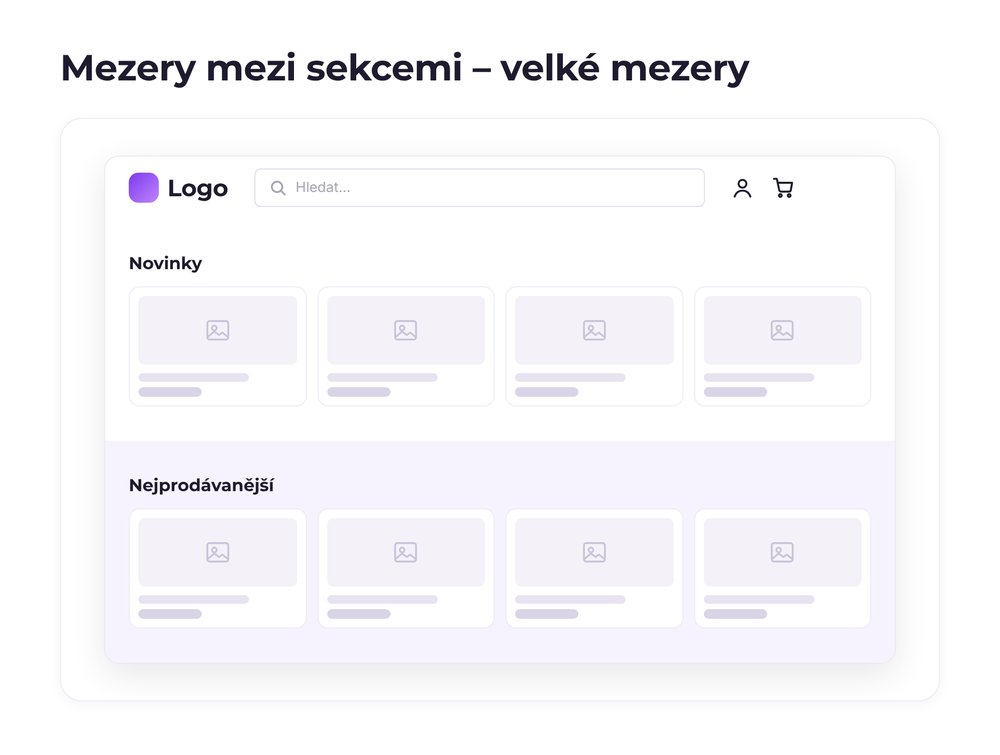 Mezery mezi sekcemi – varianta velké mezery