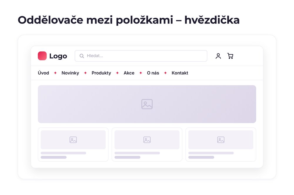 Oddělovače mezi položkami – varianta hvězdička