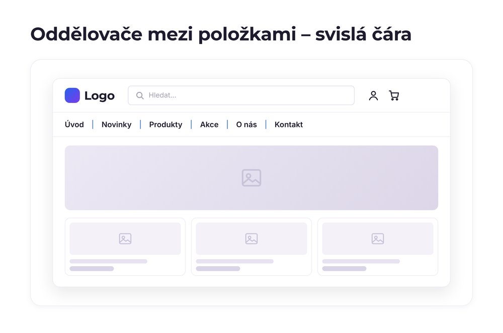 Oddělovače mezi položkami – varianta svislá čára