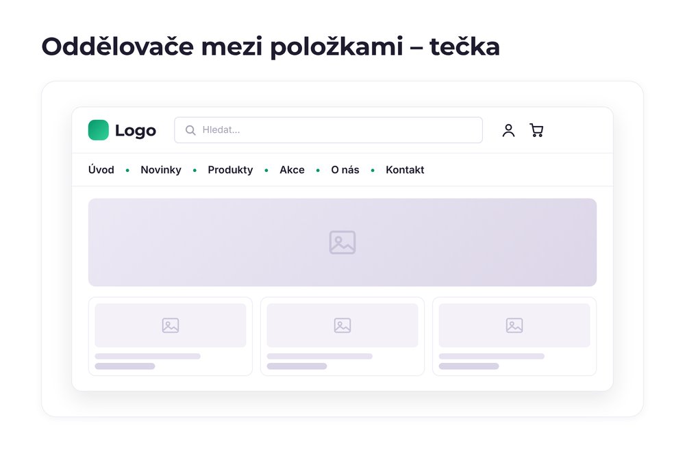 Oddělovače mezi položkami – varianta tečka