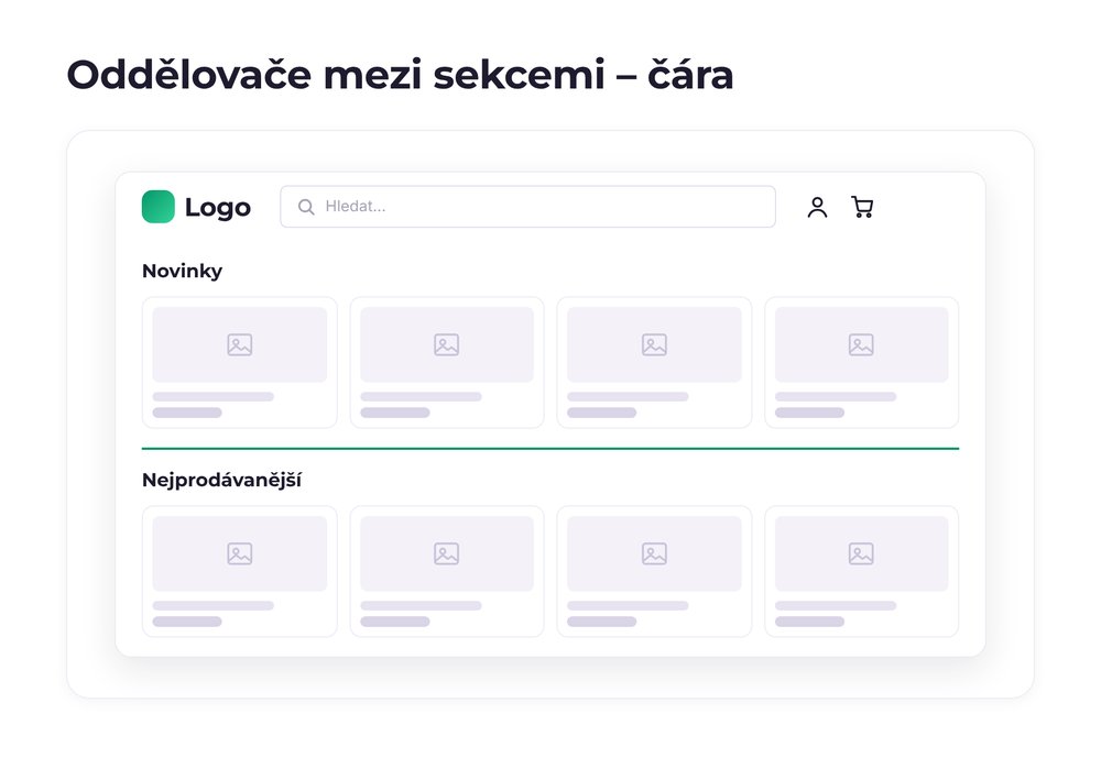 Oddělovače mezi sekcemi – varianta čára
