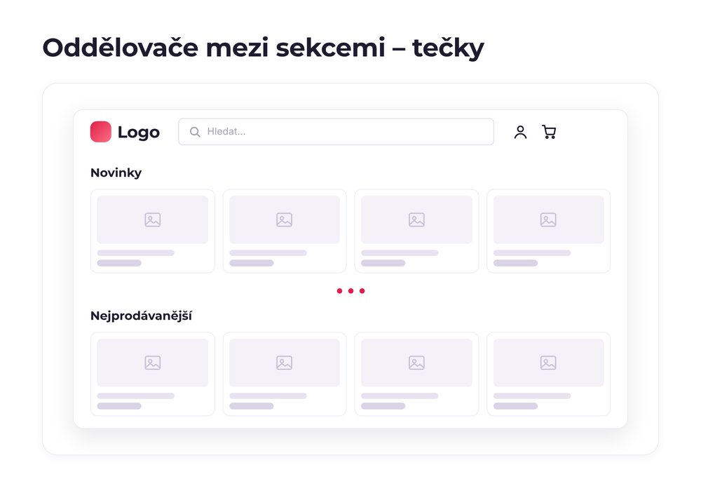 Oddělovače mezi sekcemi – varianta tečky