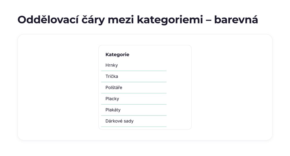 Oddělovací čáry mezi kategoriemi – varianta barevná