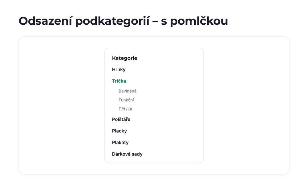 Odsazení podkategorií – varianta s pomlčkou