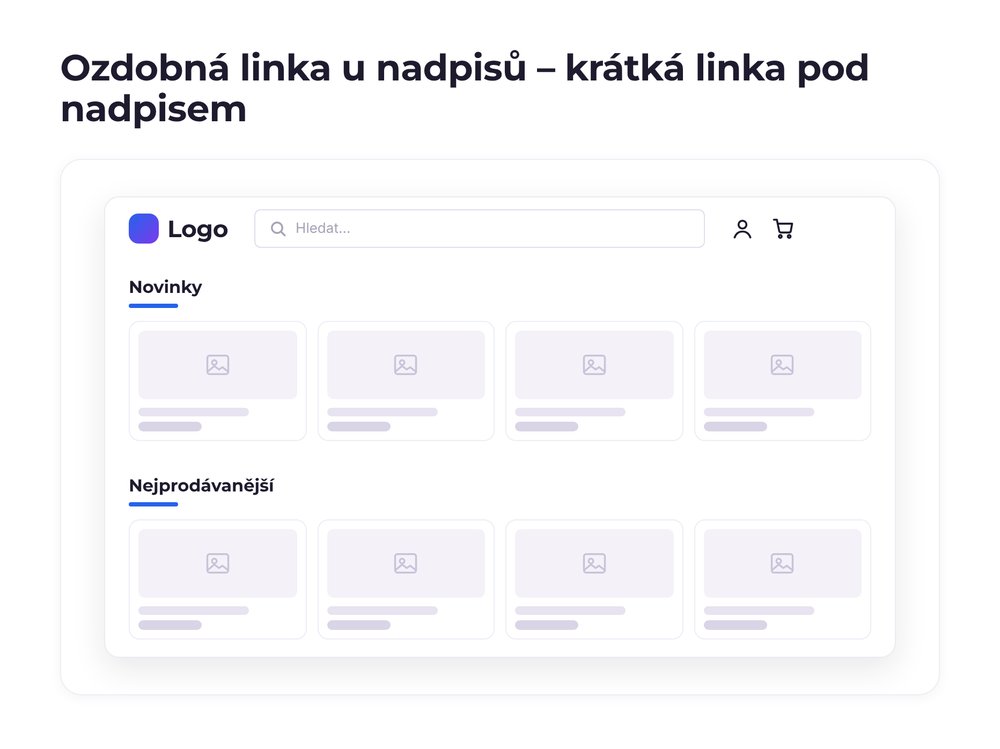 Ozdobná linka u nadpisů – varianta krátká linka pod nadpisem