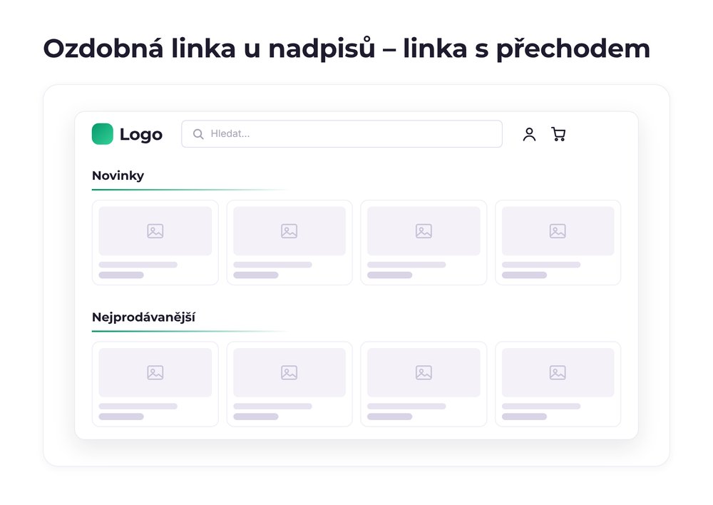 Ozdobná linka u nadpisů – varianta linka s přechodem