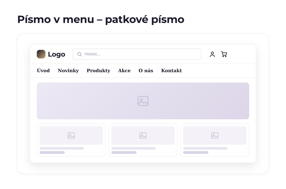 Písmo v menu – varianta patkové písmo