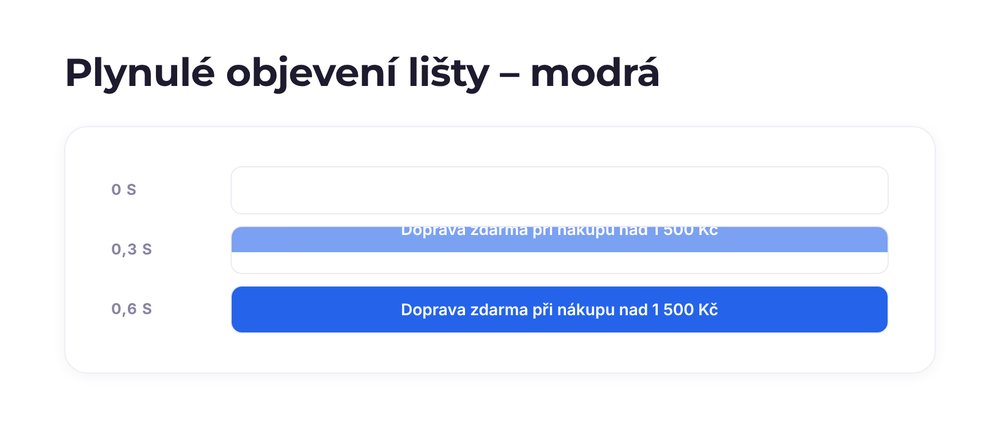 Plynulé objevení lišty – varianta modrá
