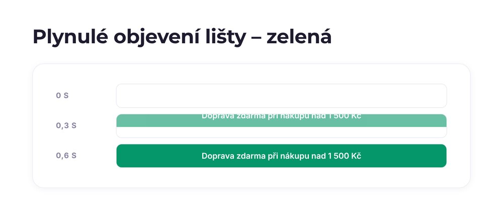 Plynulé objevení lišty – varianta zelená