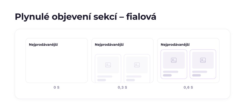 Plynulé objevení sekcí – varianta fialová