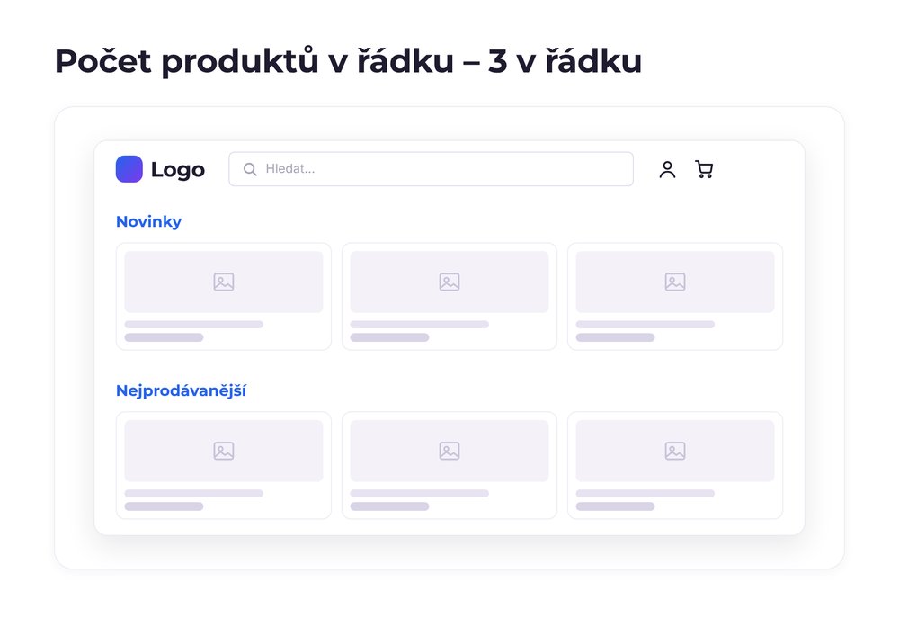 Počet produktů v řádku – varianta 3 v řádku