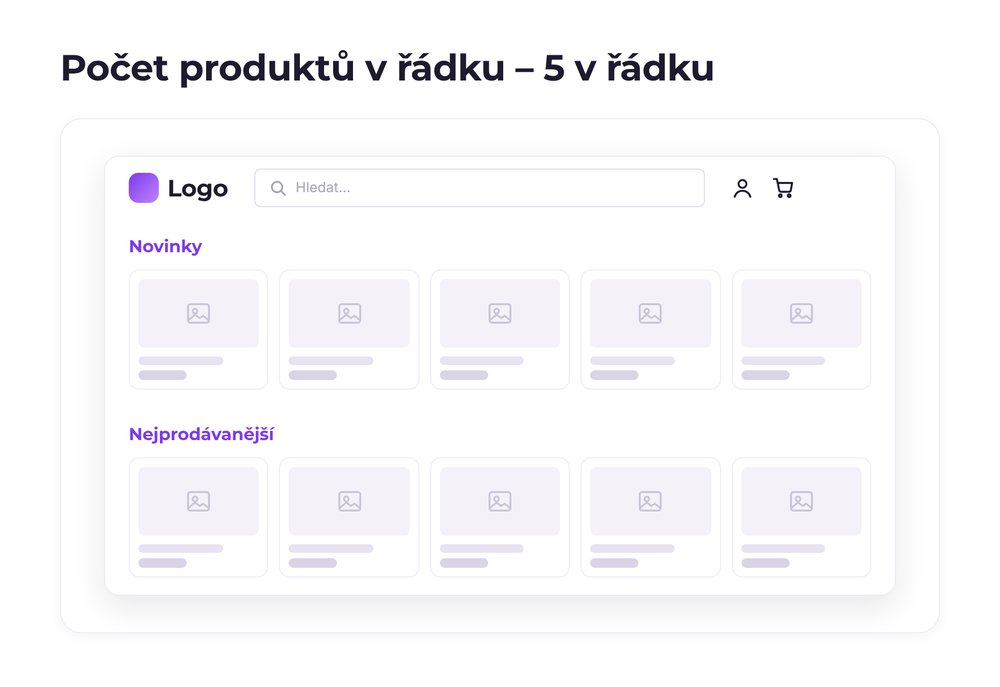 Počet produktů v řádku – varianta 5 v řádku
