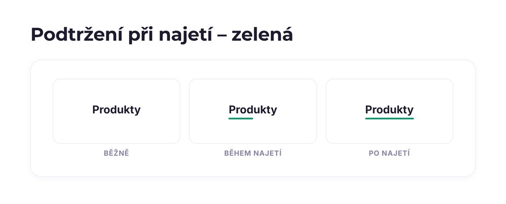 Podtržení při najetí – varianta zelená