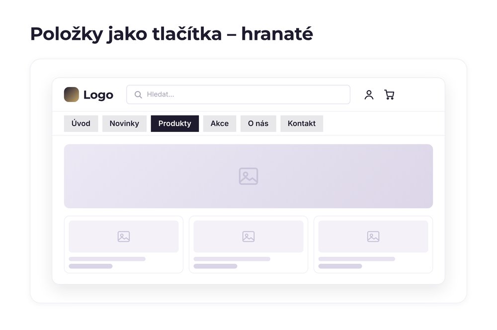 Položky jako tlačítka – varianta hranaté