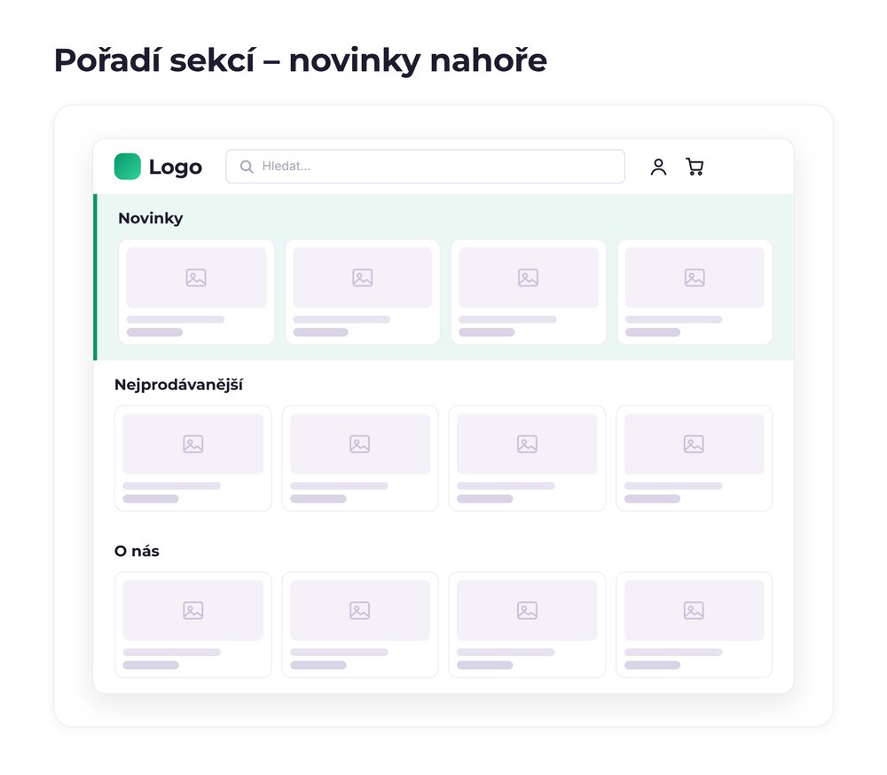 Pořadí sekcí – varianta novinky nahoře
