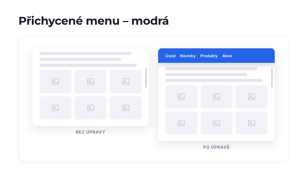 Přichycené menu – varianta modrá