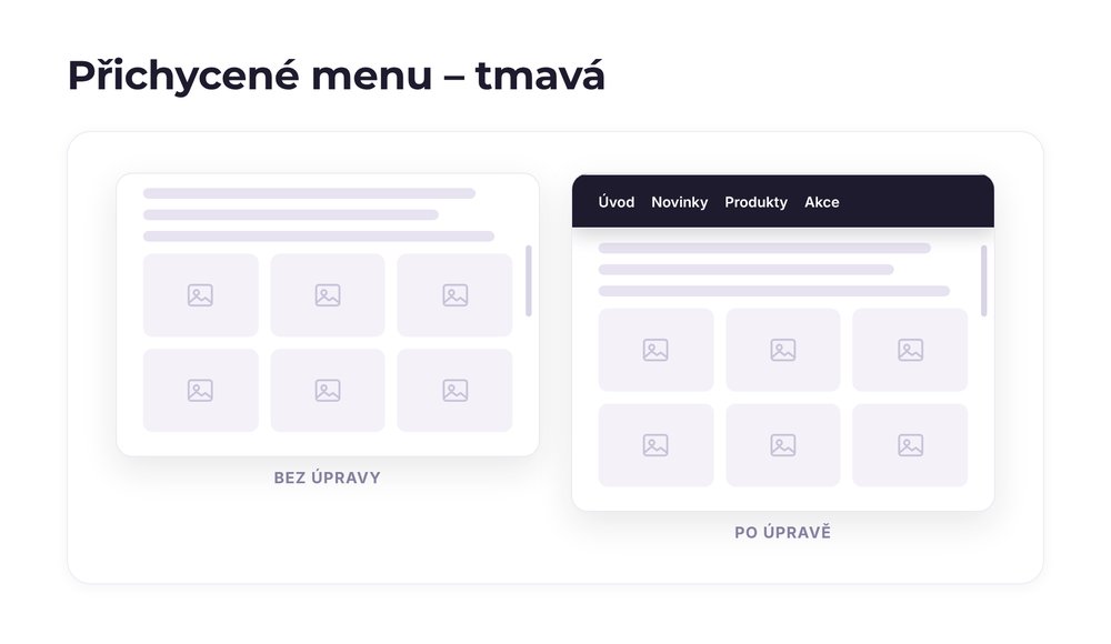 Přichycené menu – varianta tmavá
