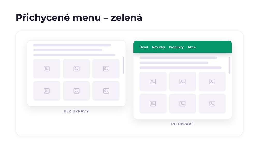 Přichycené menu – varianta zelená