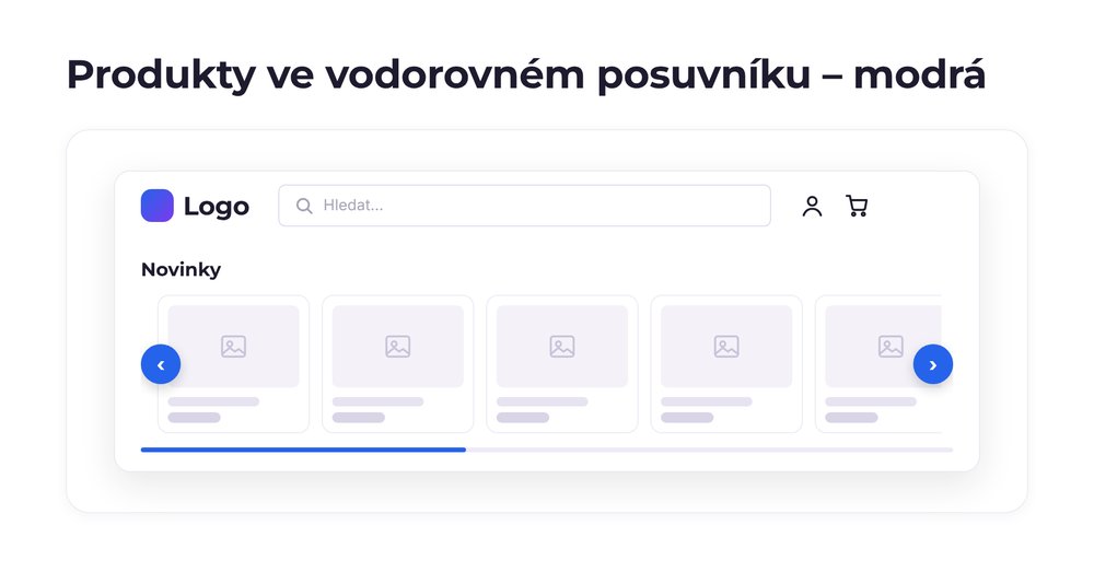 Produkty ve vodorovném posuvníku – varianta modrá