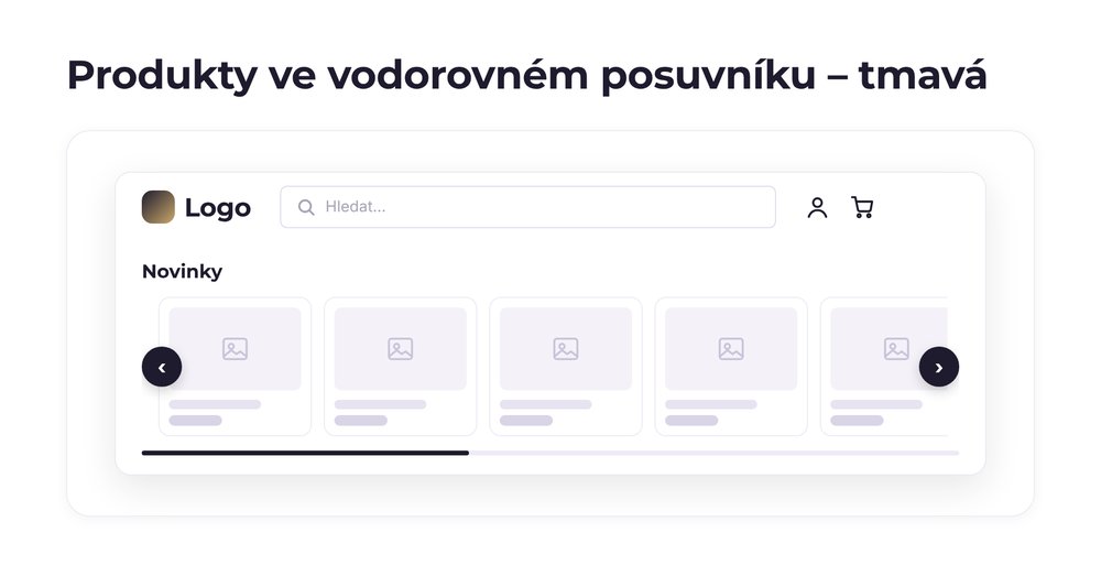 Produkty ve vodorovném posuvníku – varianta tmavá