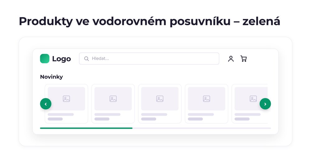 Produkty ve vodorovném posuvníku – varianta zelená