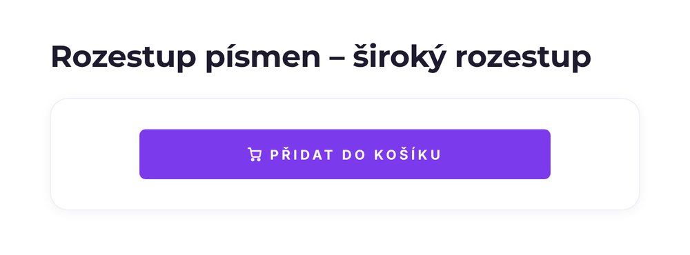 Rozestup písmen – varianta široký rozestup